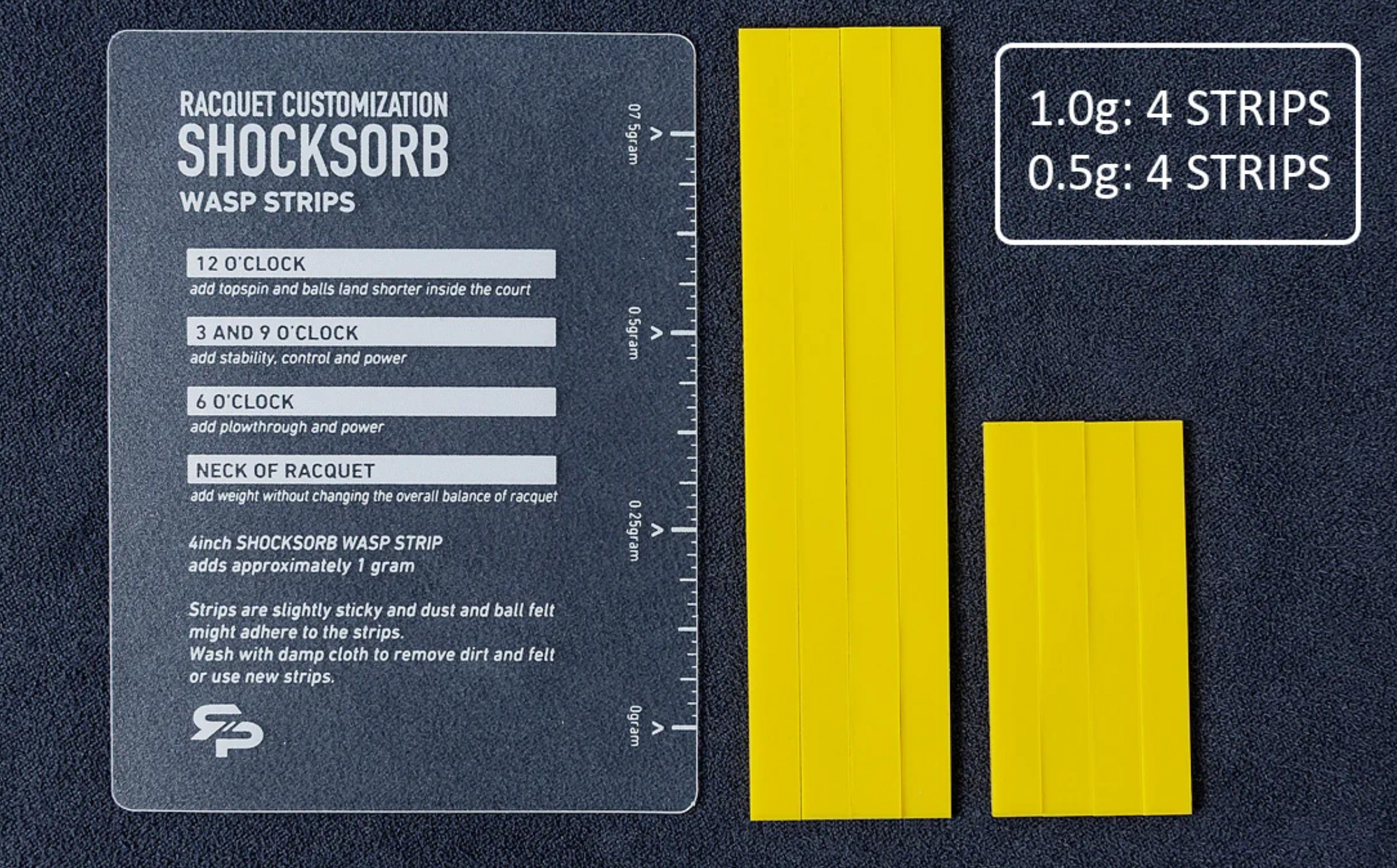 Vibration-Absorbing Racket Weight Strips — ShockSorb Wasp